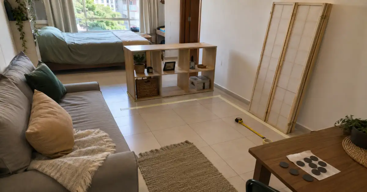 Divisória de Ambiente Sem Obra: Ideias Reversíveis para Kitnet e Sala Integrada