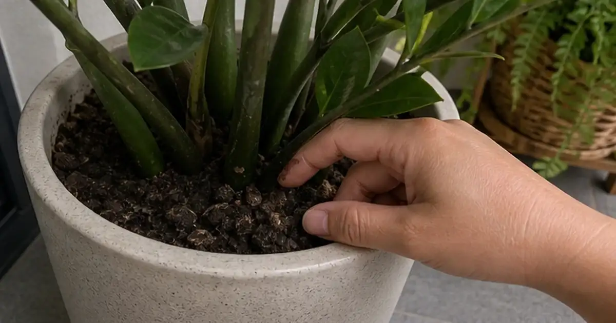 Primeiro cuidado prático do artigo zamioculca em apartamento: o guia para não errar na rega em varanda sem sol