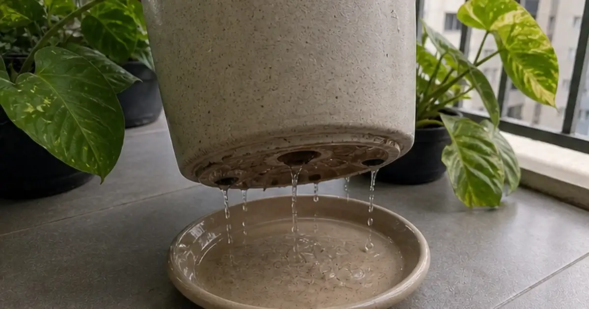Detalhe visual do artigo como regar plantas em varanda sem sol sem encharcar o vaso em uma varanda sombreada