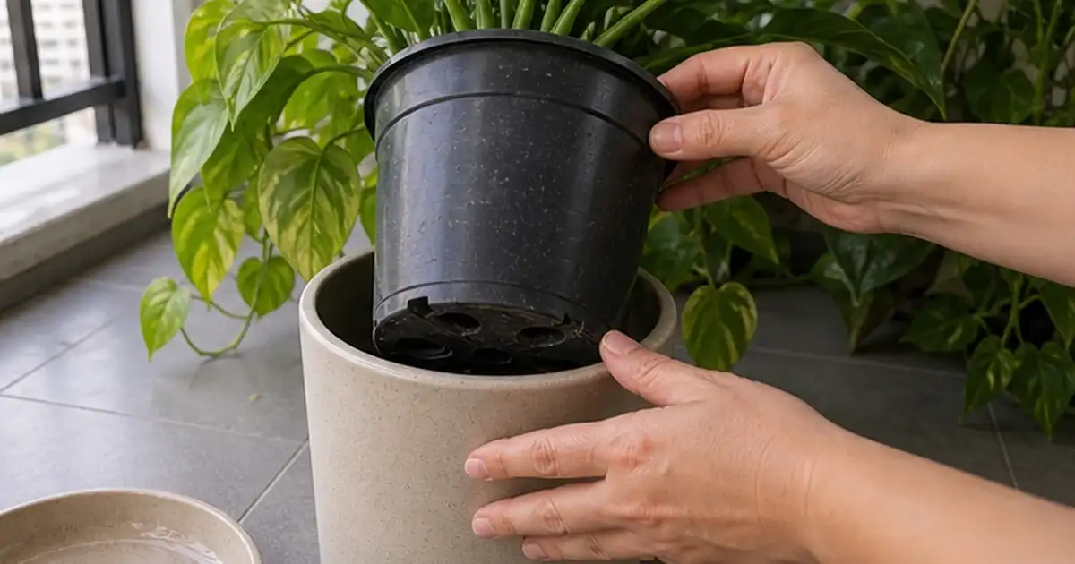 Primeiro cuidado prático do artigo cachepô, pratinho e manta de drenagem: o que usar sem prejudicar a planta em varanda sem sol