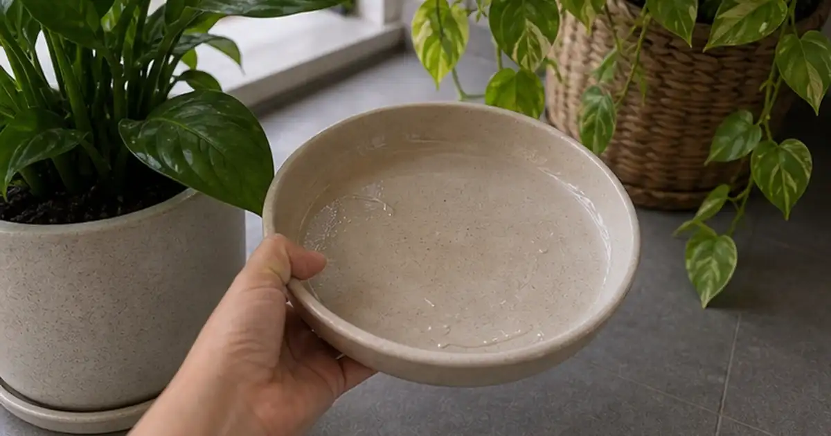 Detalhe visual do artigo cachepô, pratinho e manta de drenagem: o que usar sem prejudicar a planta em uma varanda sombreada