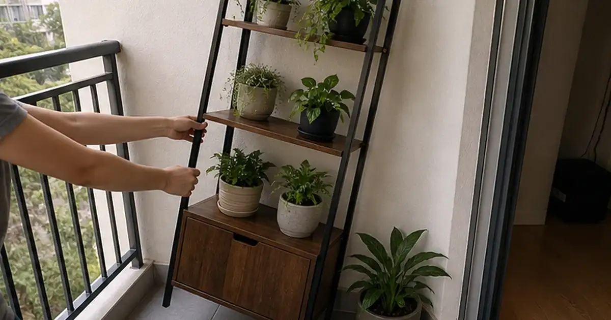 Primeiro cuidado prático do artigo cantinho verde em apartamento alugado: soluções sem furos e sem reforma em varanda sem sol