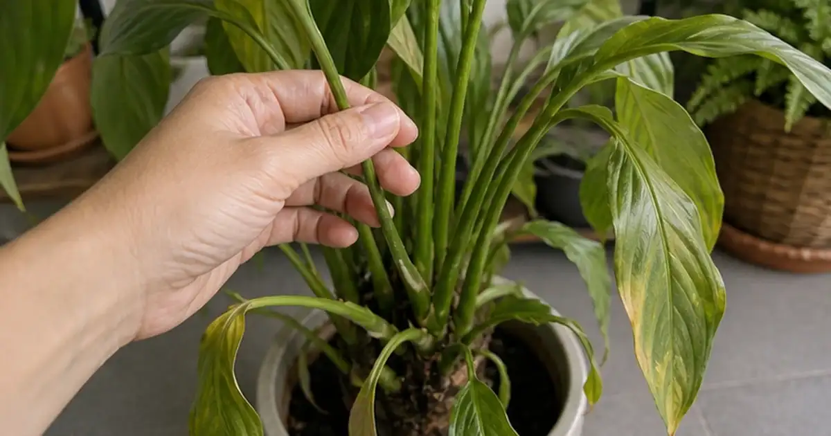 Detalhe visual do artigo planta murchando mesmo sem sol forte: causas prováveis e como agir em uma varanda sombreada