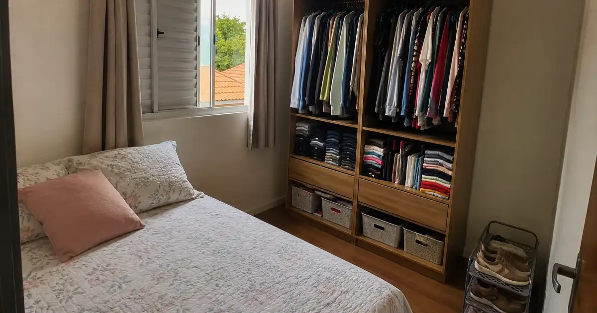 Guarda-Roupa Pequeno no Imóvel Alugado: Como Criar Espaço Extra Sem Marcenaria