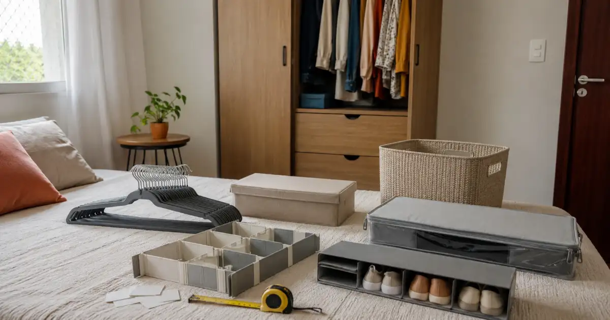 materiais removíveis para criar espaço em guarda-roupa pequeno sem marcenaria
