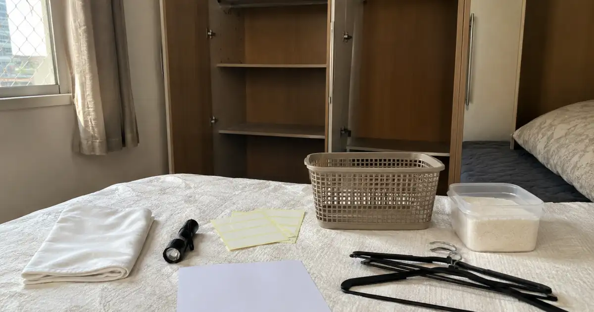 materiais seguros para investigar cheiro de mofo em armario alugado