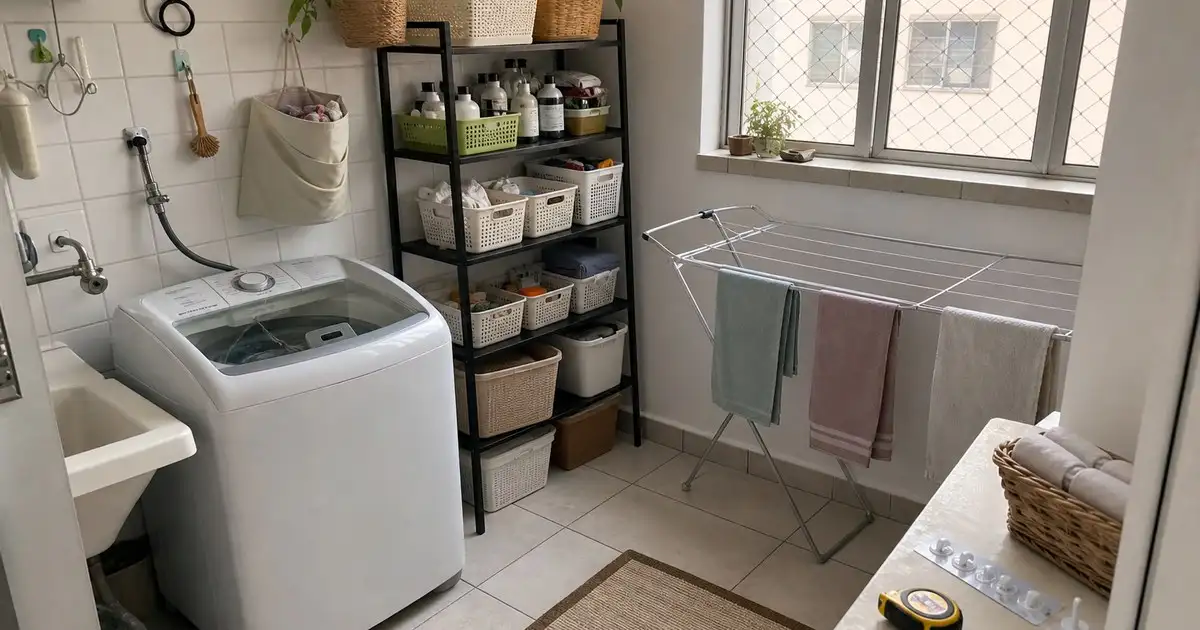 Lavanderia Pequena de Apartamento Alugado: Organização Sem Reforma