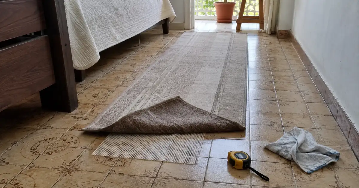 teste de passadeira antiderrapante em piso frio de apartamento alugado